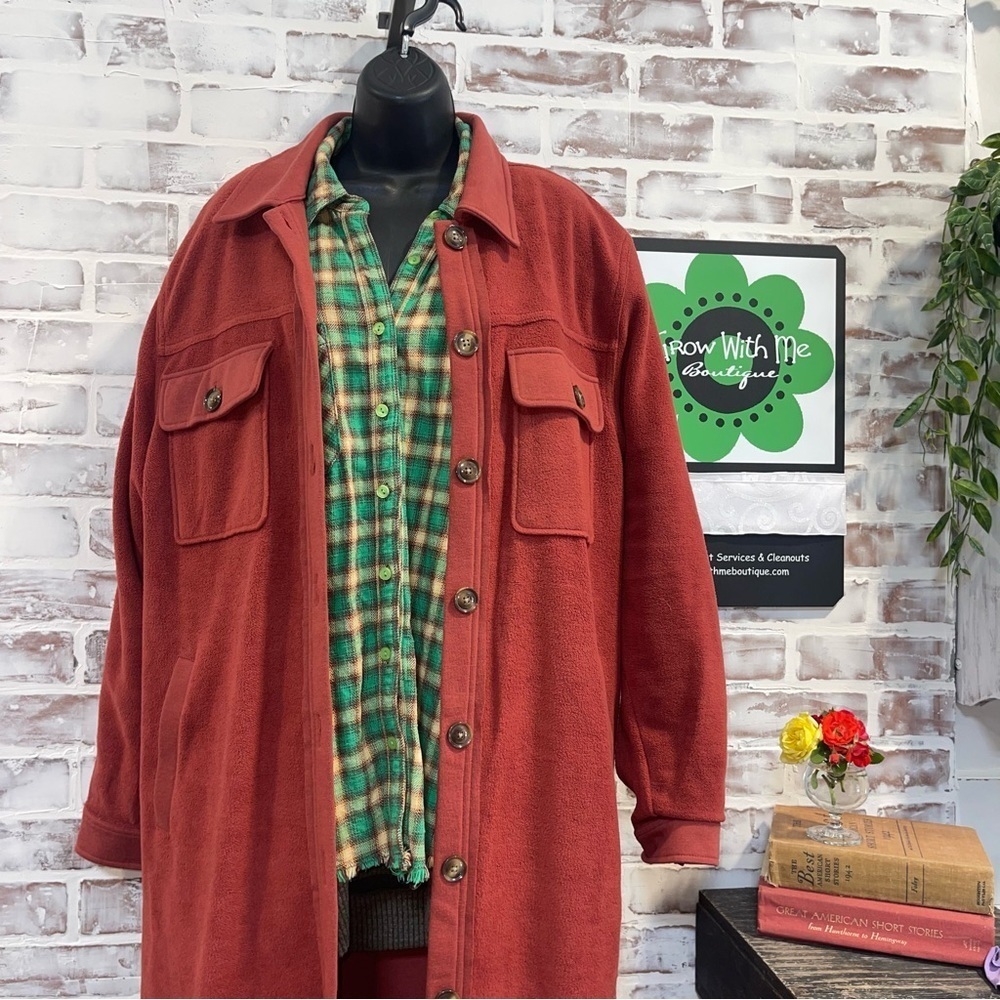 Women's Rust Red Button-Front Jacket